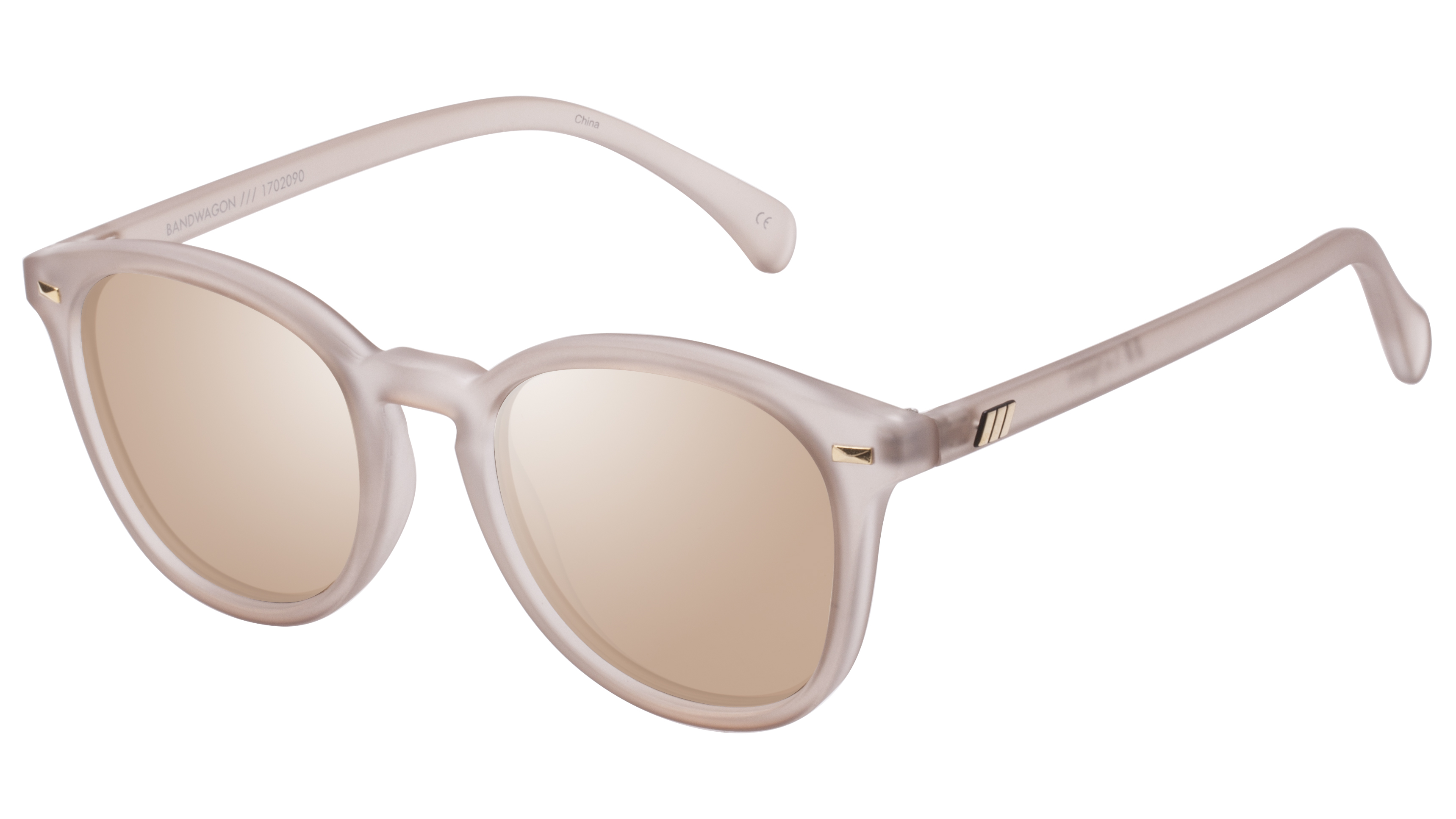 LE SPECS Bandwagon NEW Sunglasses Matte Stone Frame With Copper Mirror Lens NEW Bandwagon Matte Stone Uni-Sex Round Sunglasses | Le Specs main image 2