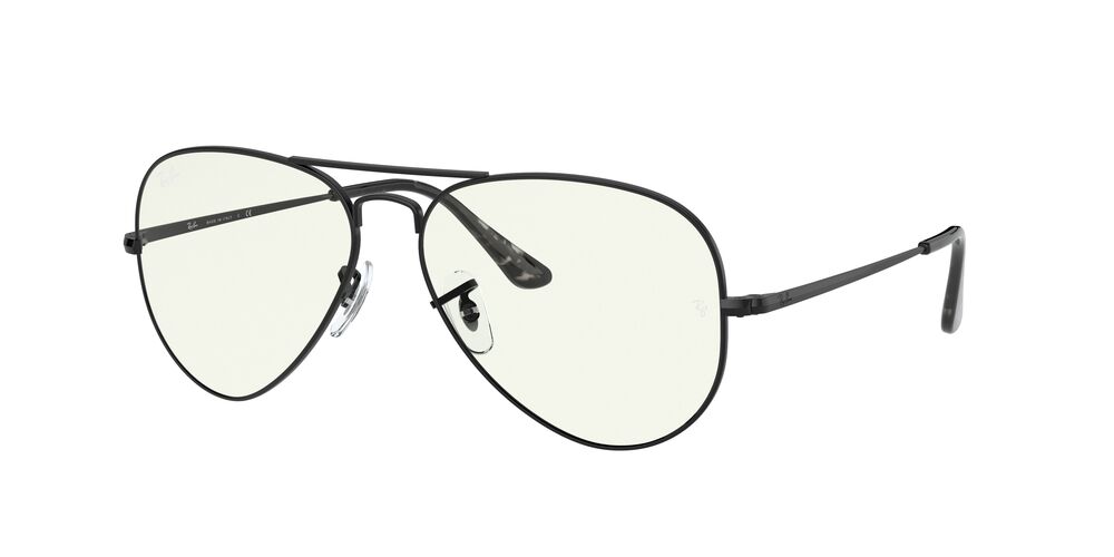 Ray-Ban Aviator Metal II Matte Black/Clear Blue Light Filter Sunglasses RB3689 Ray-Ban Aviator Metal II RB 3689 001/GD Sunglasses - US main image 4