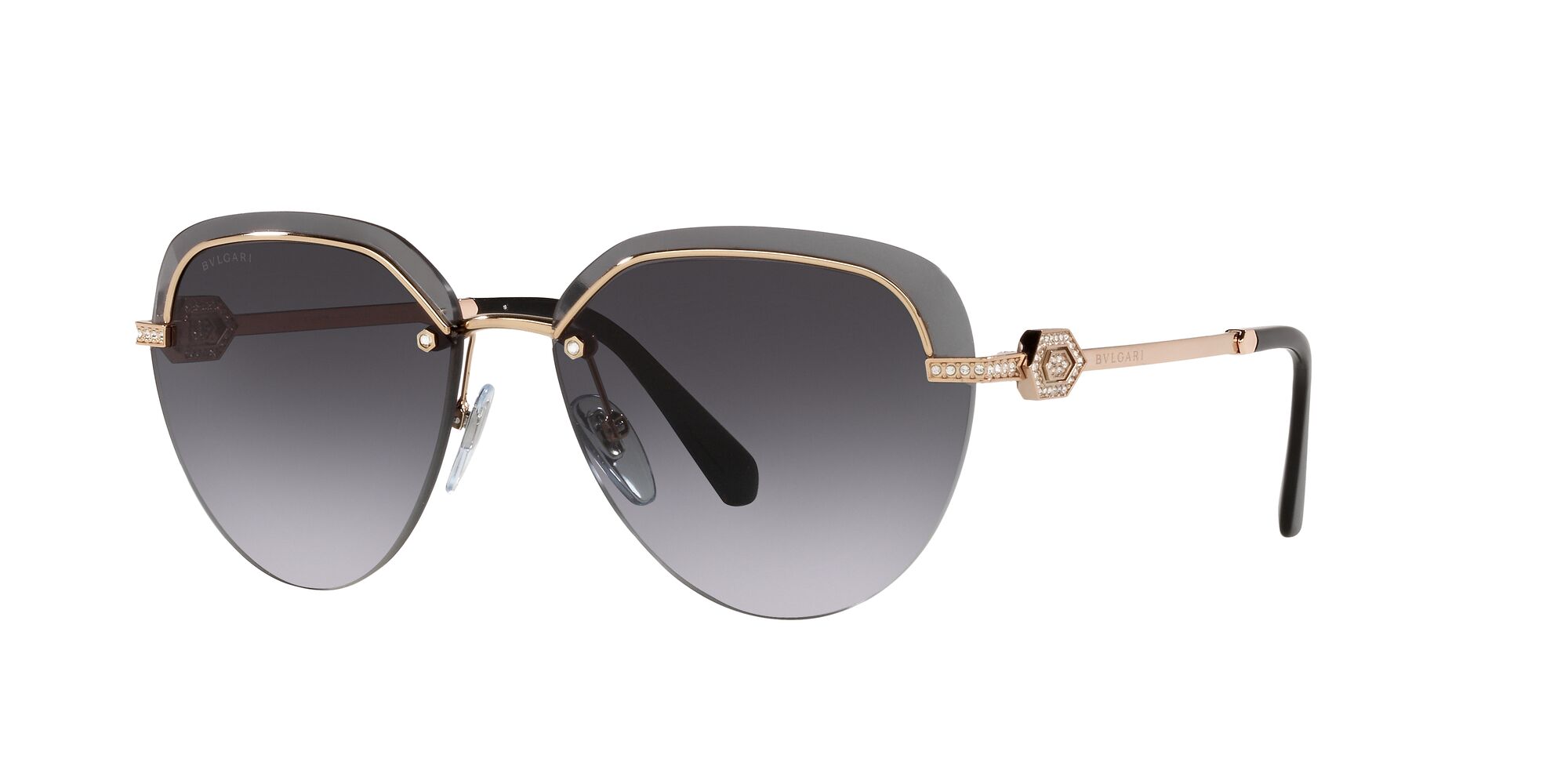 Bvlgari Sunglasses Pink GoldW/ Grey Gradient Bvlgari BV 6160 20148G Pink Gold Metal Geometric Sunglasses  main image 2